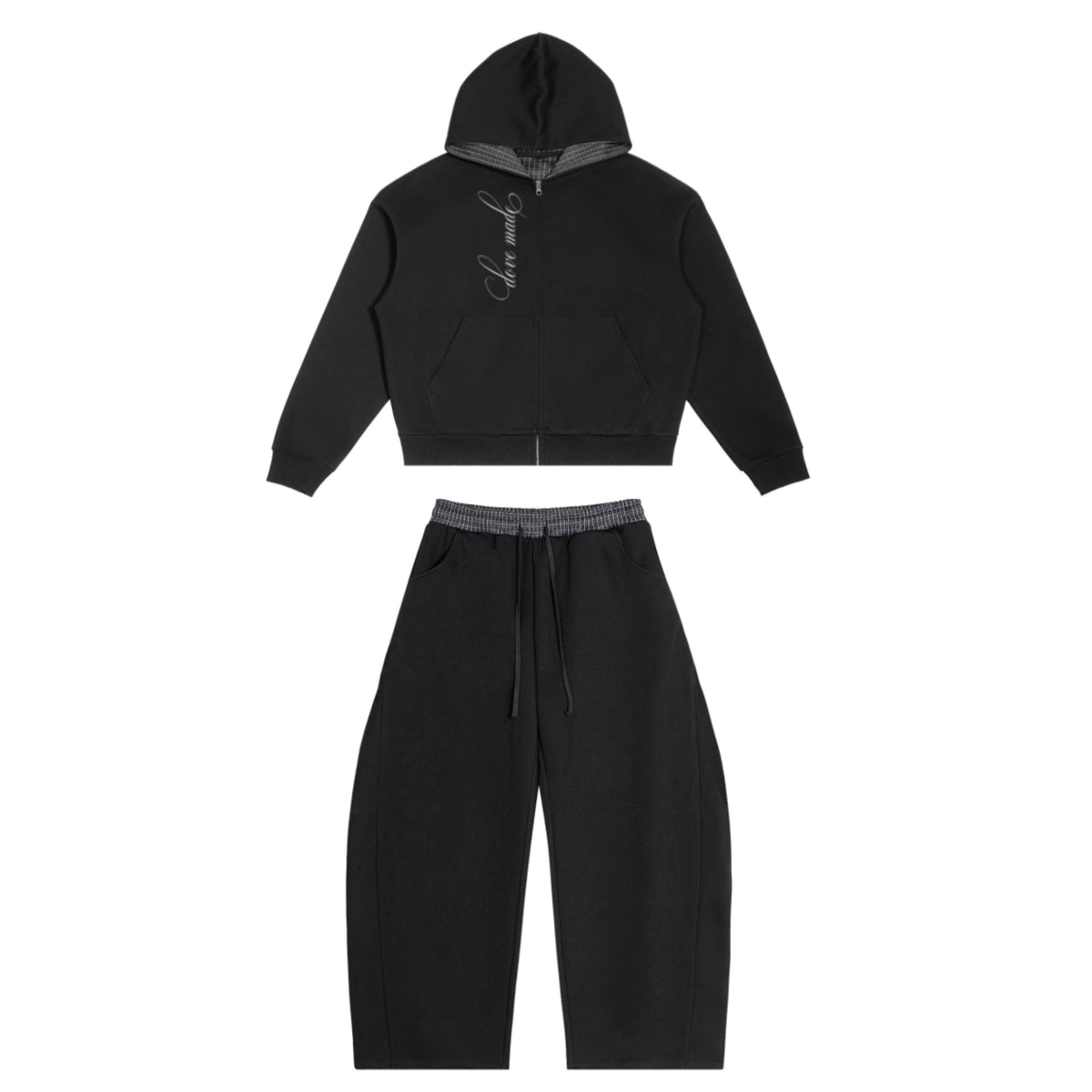 DoveMade Black Plaid Sweat Set