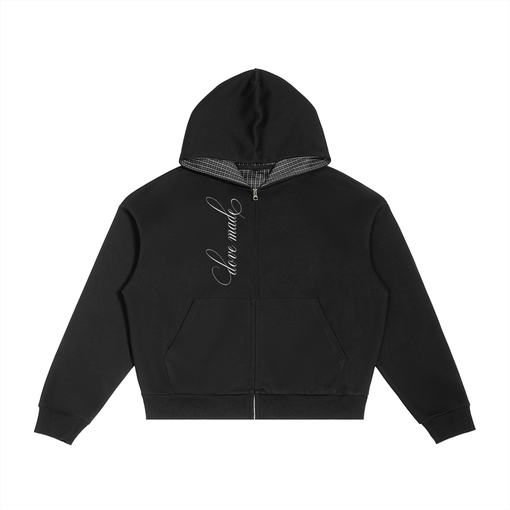 DoveMade Black Plaid Zip Hoodie