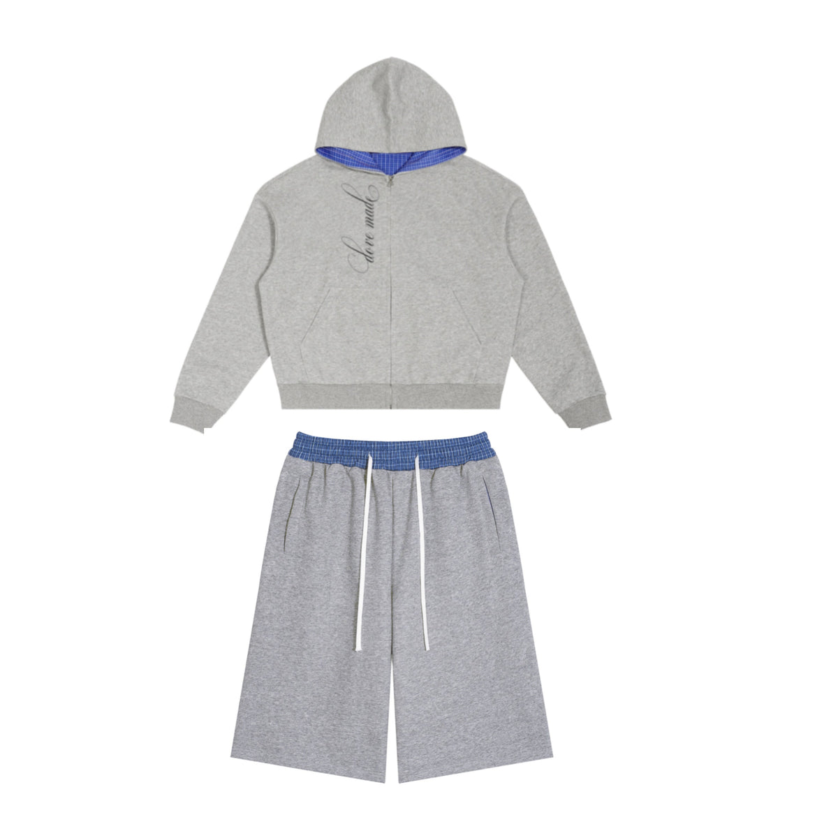 DoveMade Gray Plaid Short Set