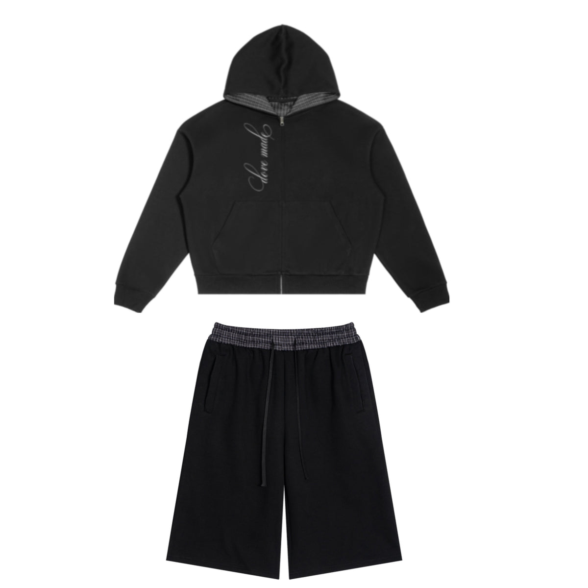 DoveMade Black Plaid Short Set