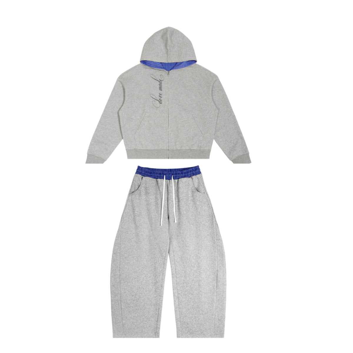 DoveMade Gray Plaid Sweat Set