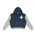 DoveMade Cross Navy Color Block Full Zip Hoodie